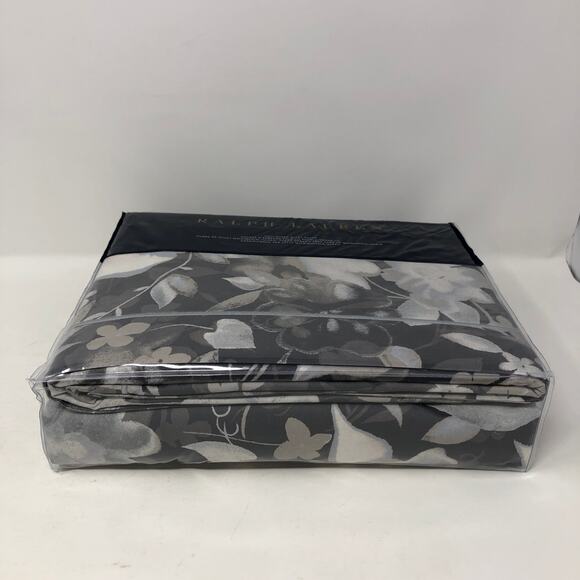 Ralph Lauren Avery Duvet Cover Full Queen Charcoal Gray Chrysanthemum Floral New - Picture 4 of 7